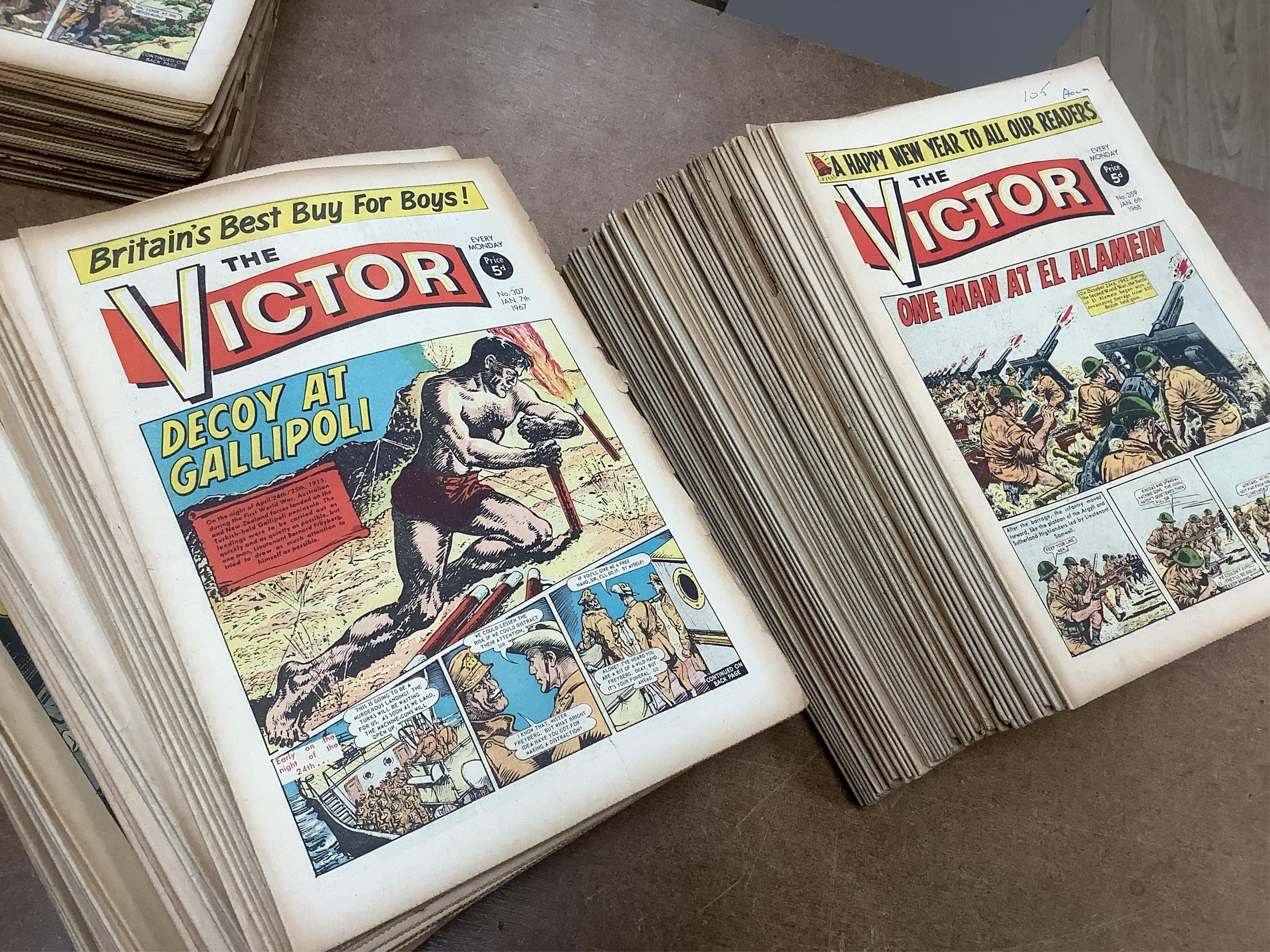 The Victor comic, issue’s from No. 1 Feb 25th 1961 (large quantity)., Condition - Mostly poor